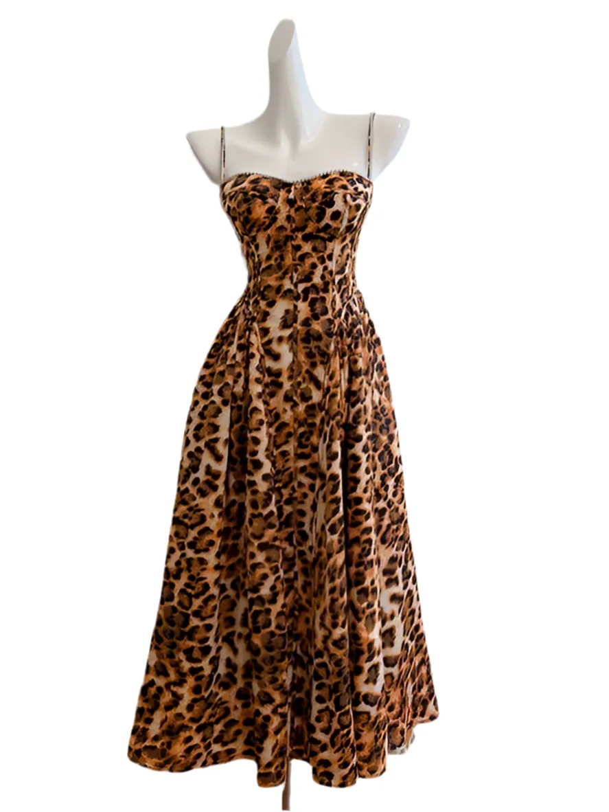 Abby Leopard Print Midi Dress