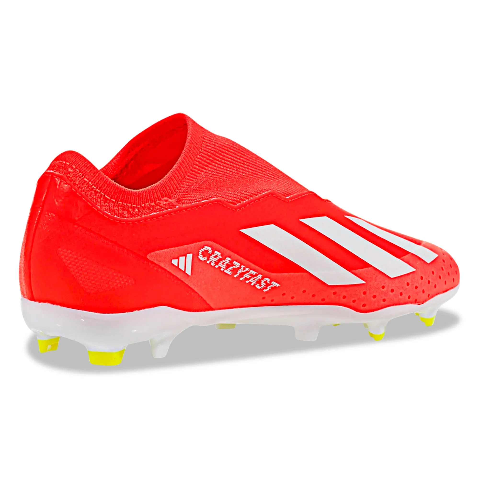 adidas Jr. X Crazyfast League LL FG Soccer Cleats (Solar Red/White/Solar Yellow)