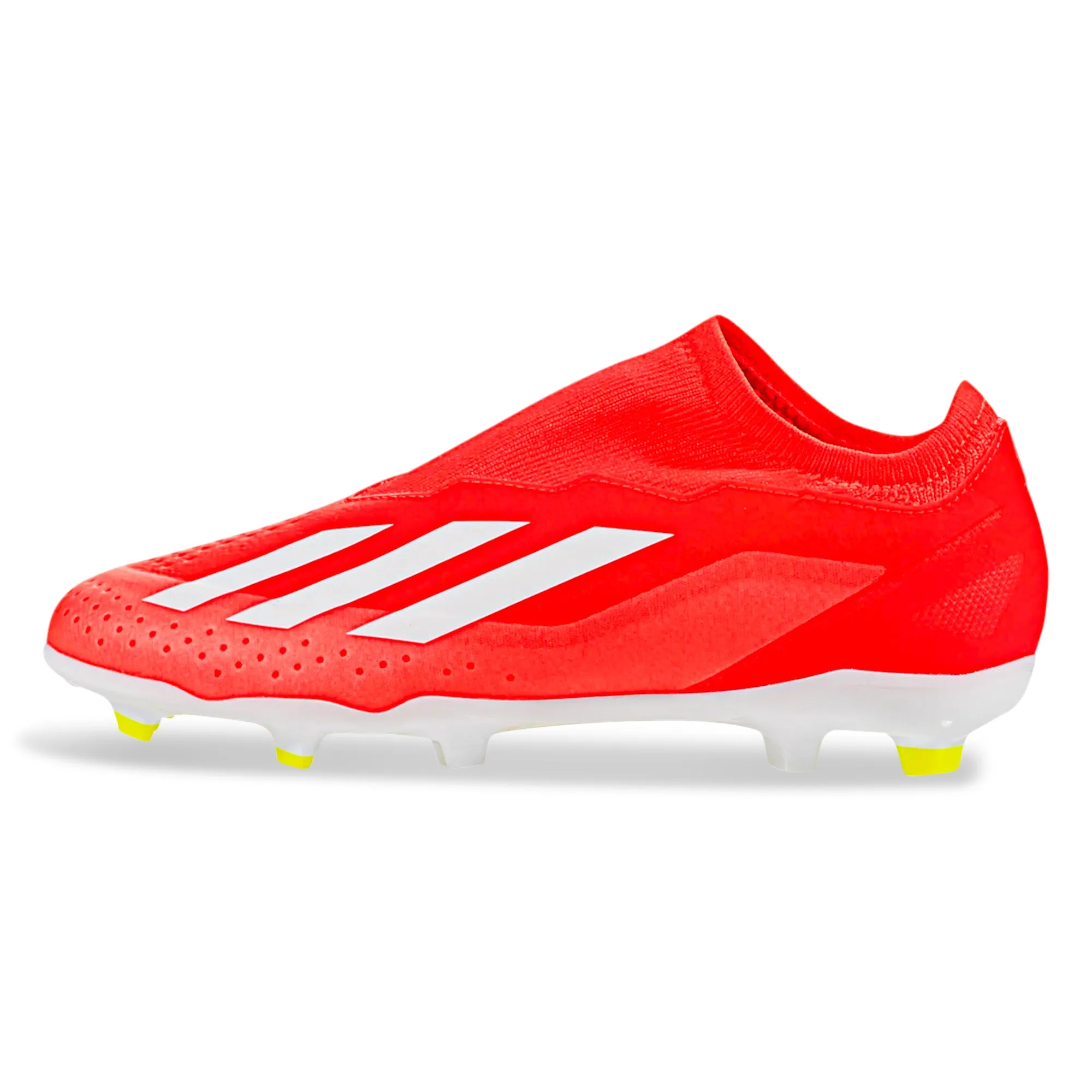 adidas Jr. X Crazyfast League LL FG Soccer Cleats (Solar Red/White/Solar Yellow)