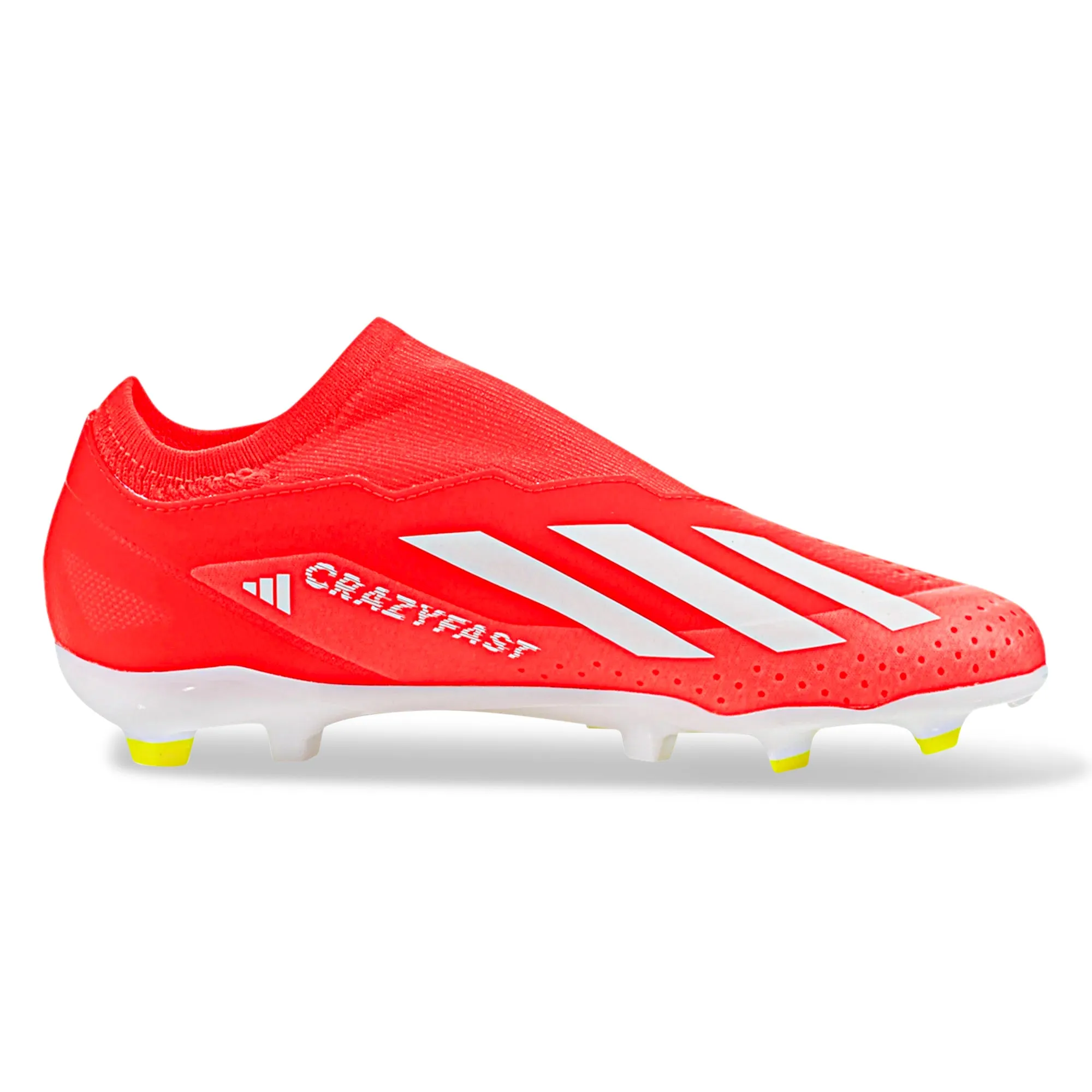 adidas Jr. X Crazyfast League LL FG Soccer Cleats (Solar Red/White/Solar Yellow)