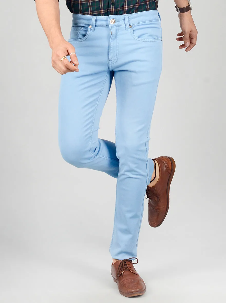 Air Blue Solid Narrow Fit Jeans | Greenfibre