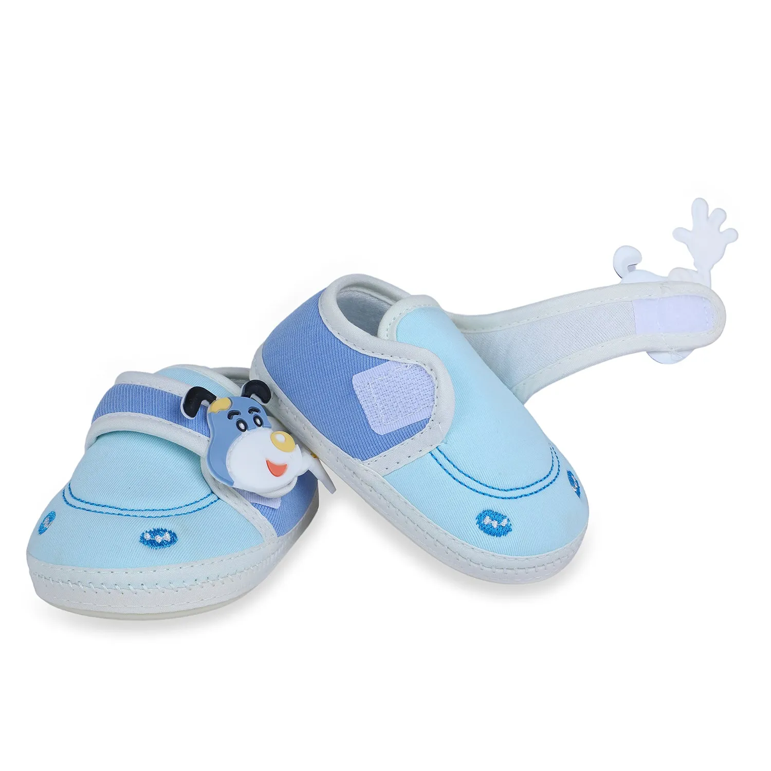 Baby Moo Puppy Face Soft Sole Anti-Slip Booties - Blue