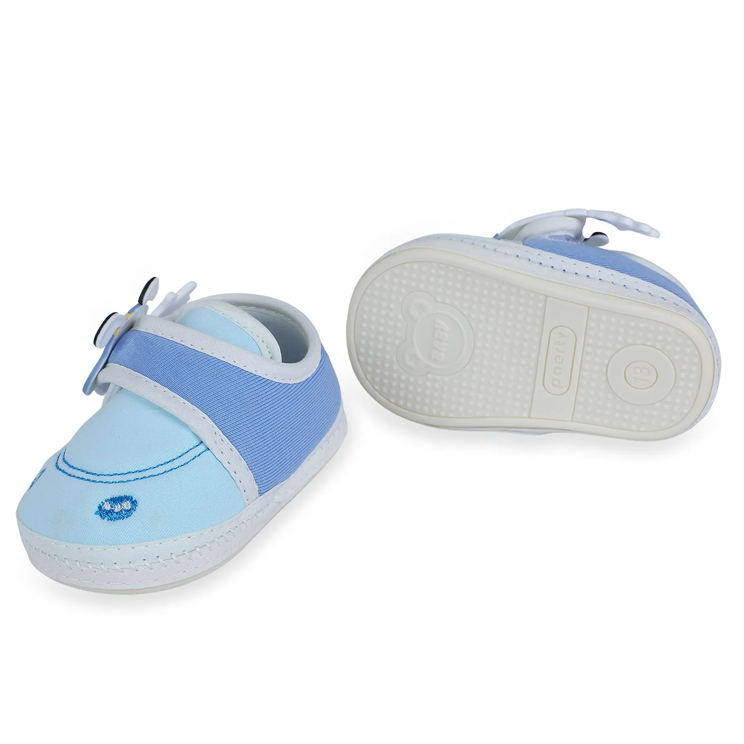 Baby Moo Puppy Face Soft Sole Anti-Slip Booties - Blue