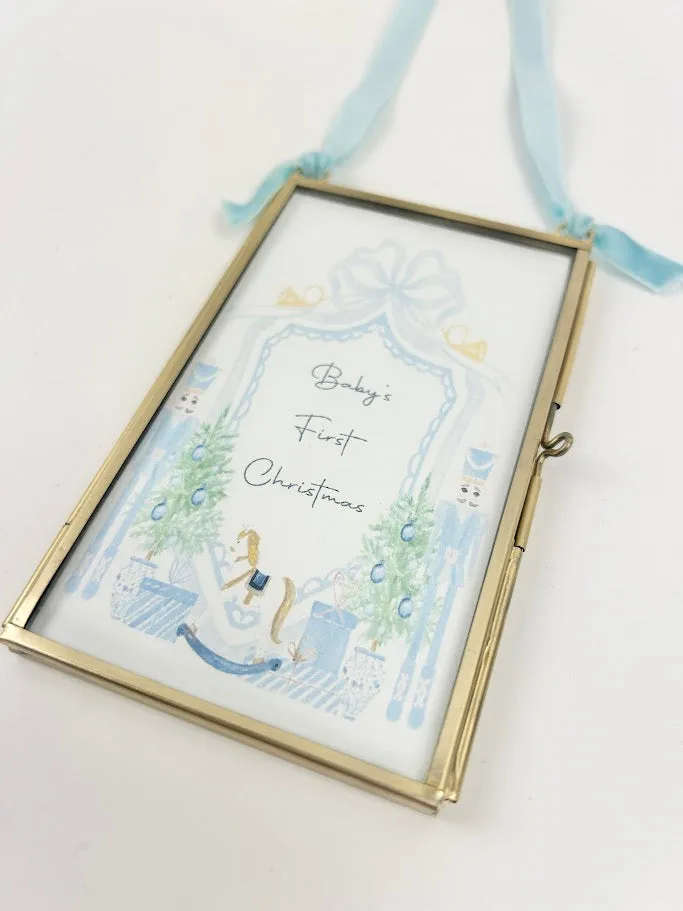 Baby's First Christmas Blue Frame Ornament