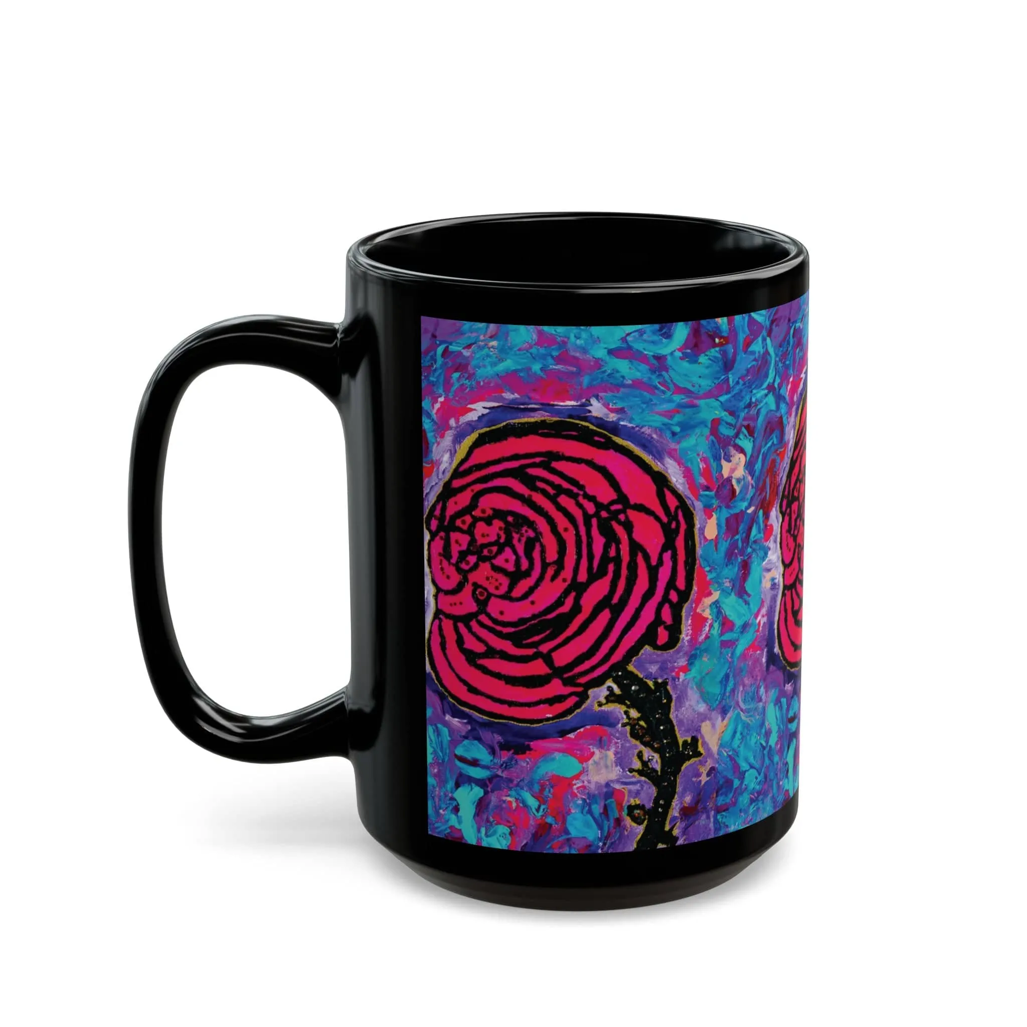 Cotton Candy Rose 15oz Black Mug by Jumper Maybach®