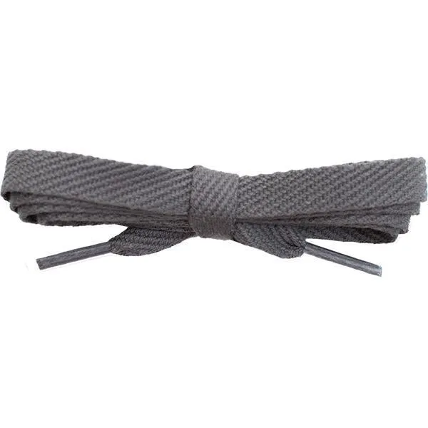 Cotton Flat 3/8" Laces Custom Length with Tip - Dark Gray (1 Pair Pack) Shoelaces