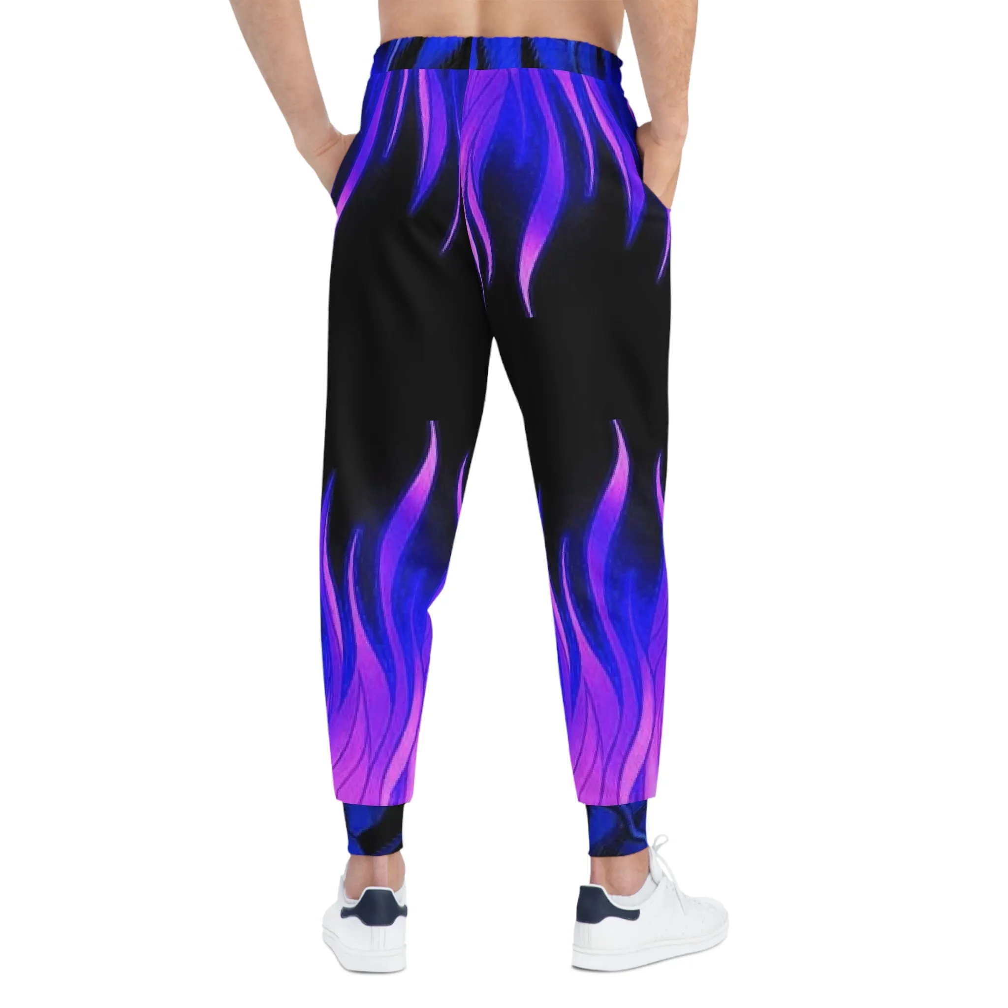 Crowgodshi Designer Incredible Blue & Purple FLAMES Athletic Joggers