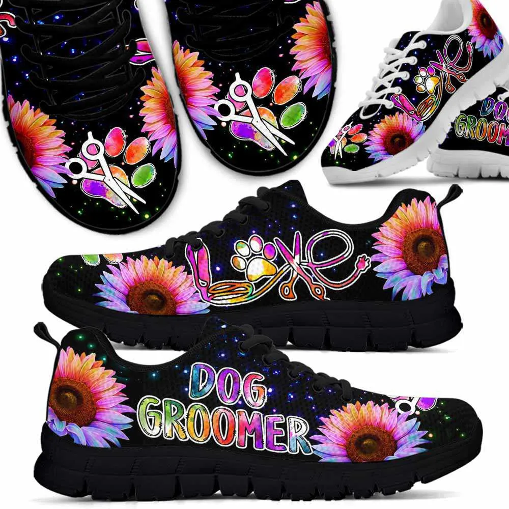 Dog Groomer Sneaker, Sunflower Love Colorful Dog Groomer Sneakers Shoes, Best Running Shoes, Unique Gifts For Dog Lovers