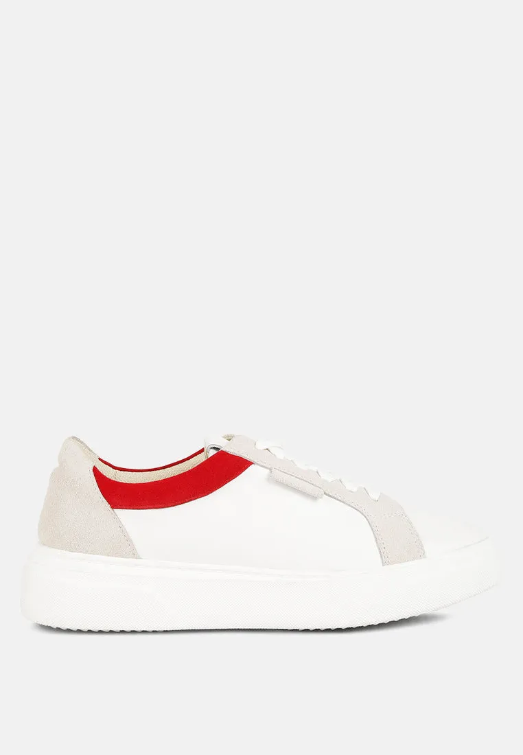 ENDLER Color Block Leather Sneakers in Red