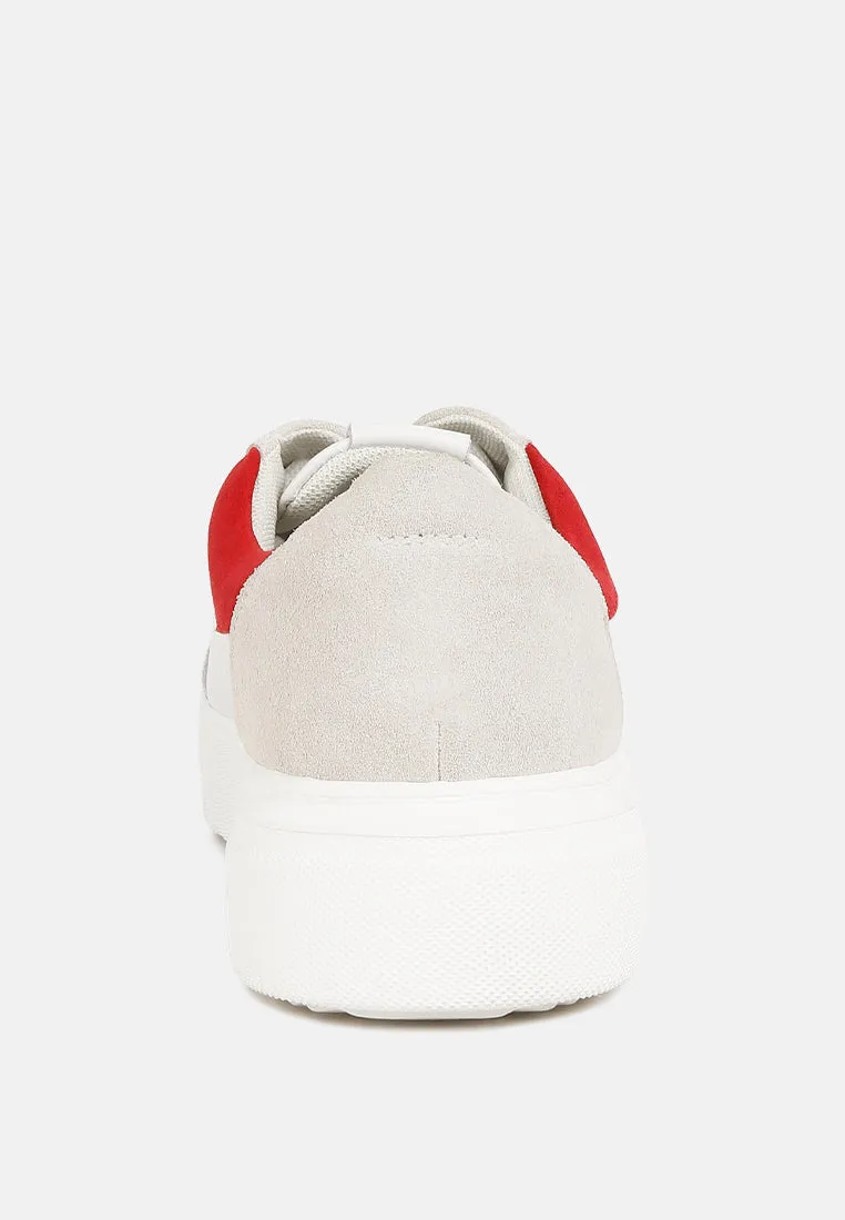 ENDLER Color Block Leather Sneakers in Red