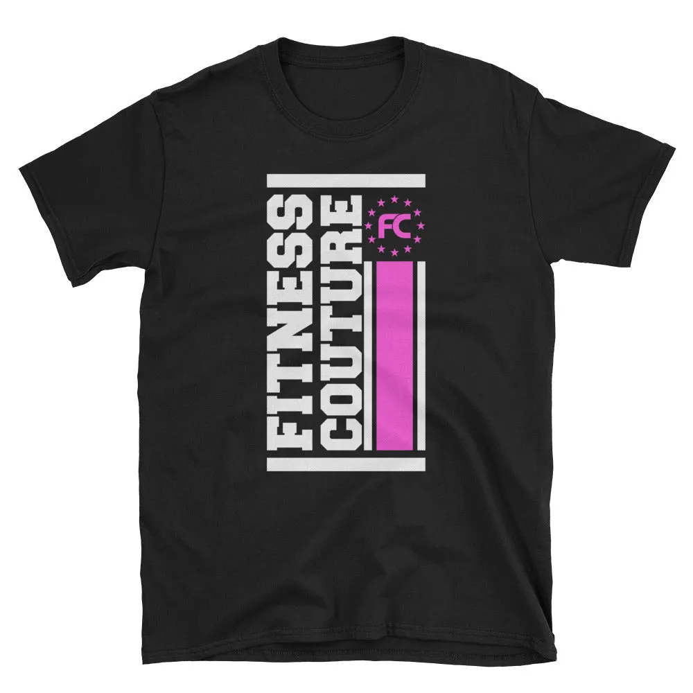 Fitness Couture - Vertical Logo T-shirt *Pink* Workout, Gym Day Tee