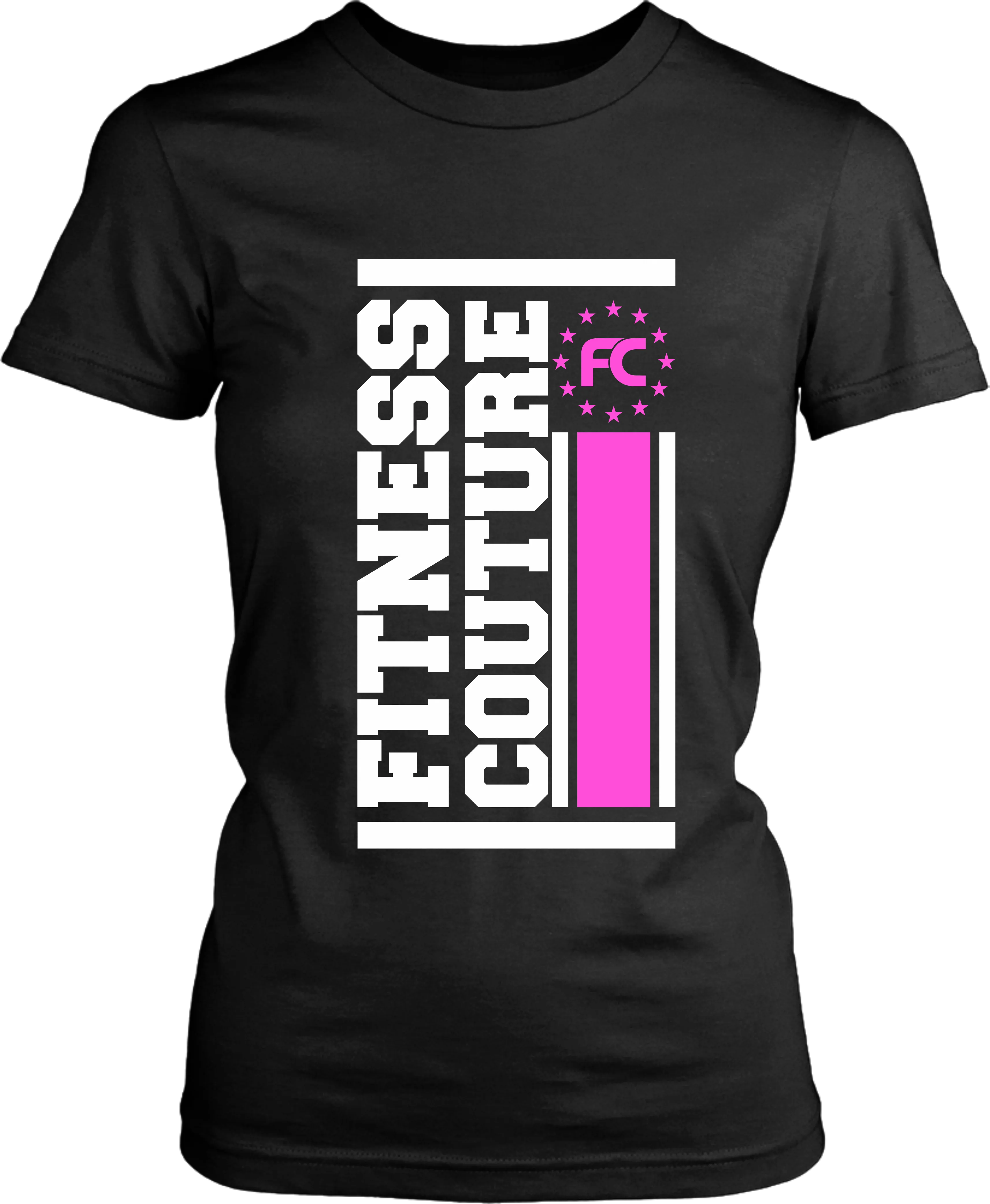 Fitness Couture - Vertical Logo T-shirt *Pink* Workout, Gym Day Tee