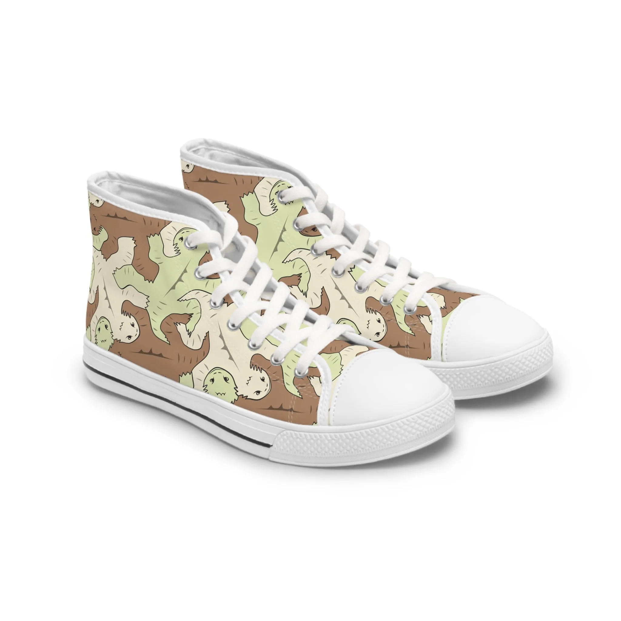 Green & Brown Lizard Tessellation Women's High Top Sneakers