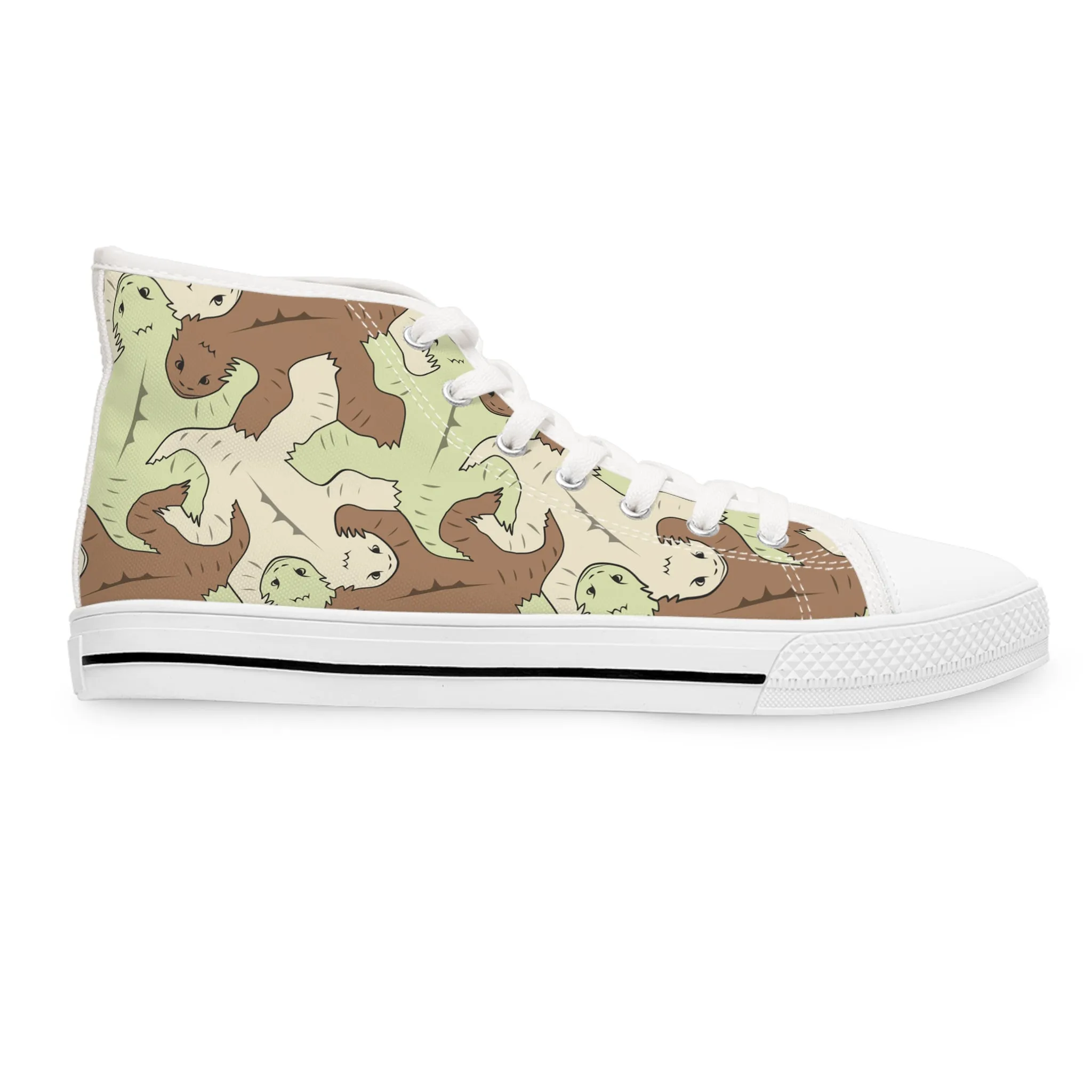 Green & Brown Lizard Tessellation Women's High Top Sneakers