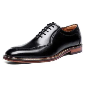 Handmade Men's Leather Black Color Square Toe Shoes