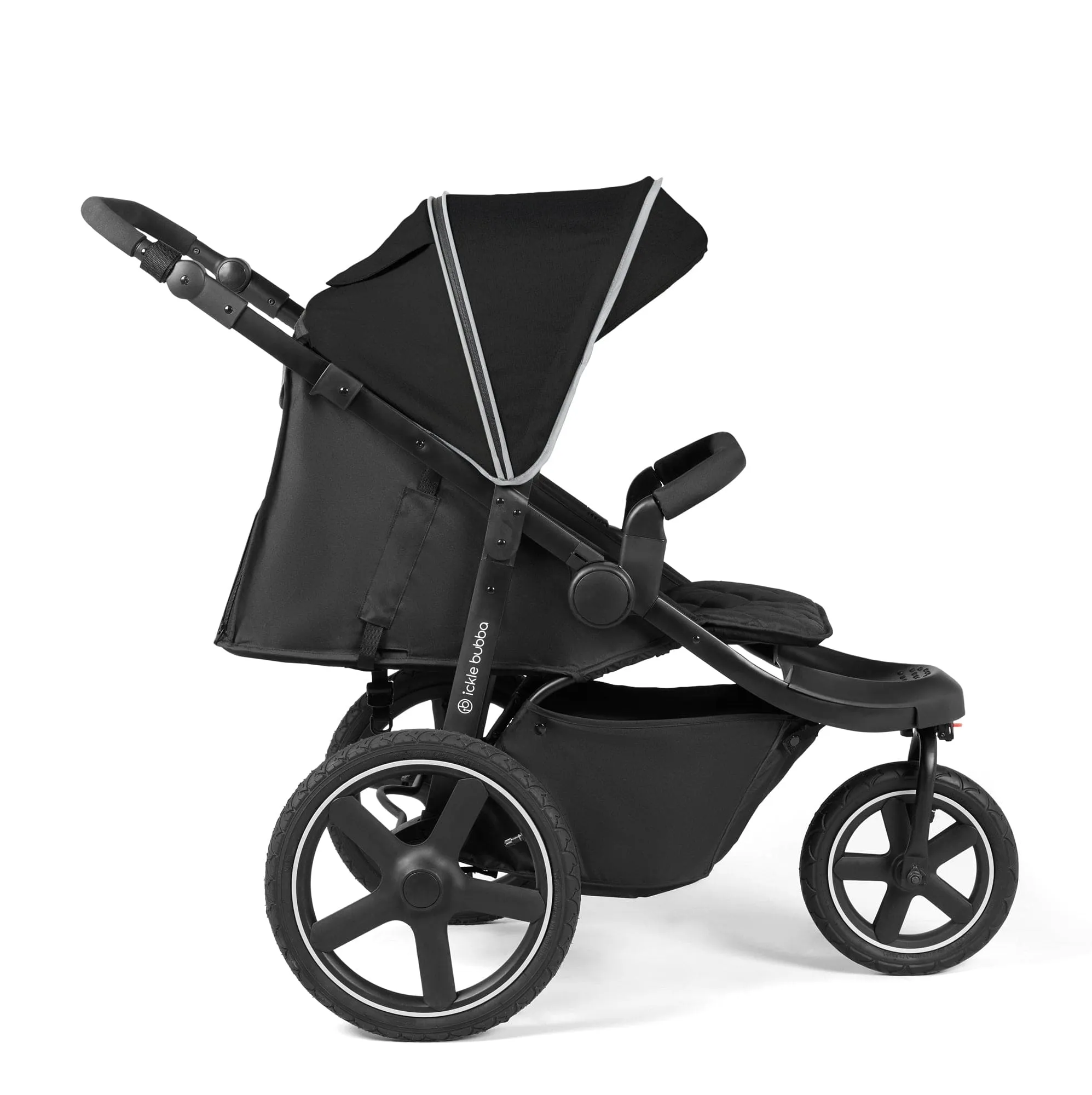 Ickle Bubba Venus Max Jogger Stroller I-Size Travel System in Black/Black with Isofix Base