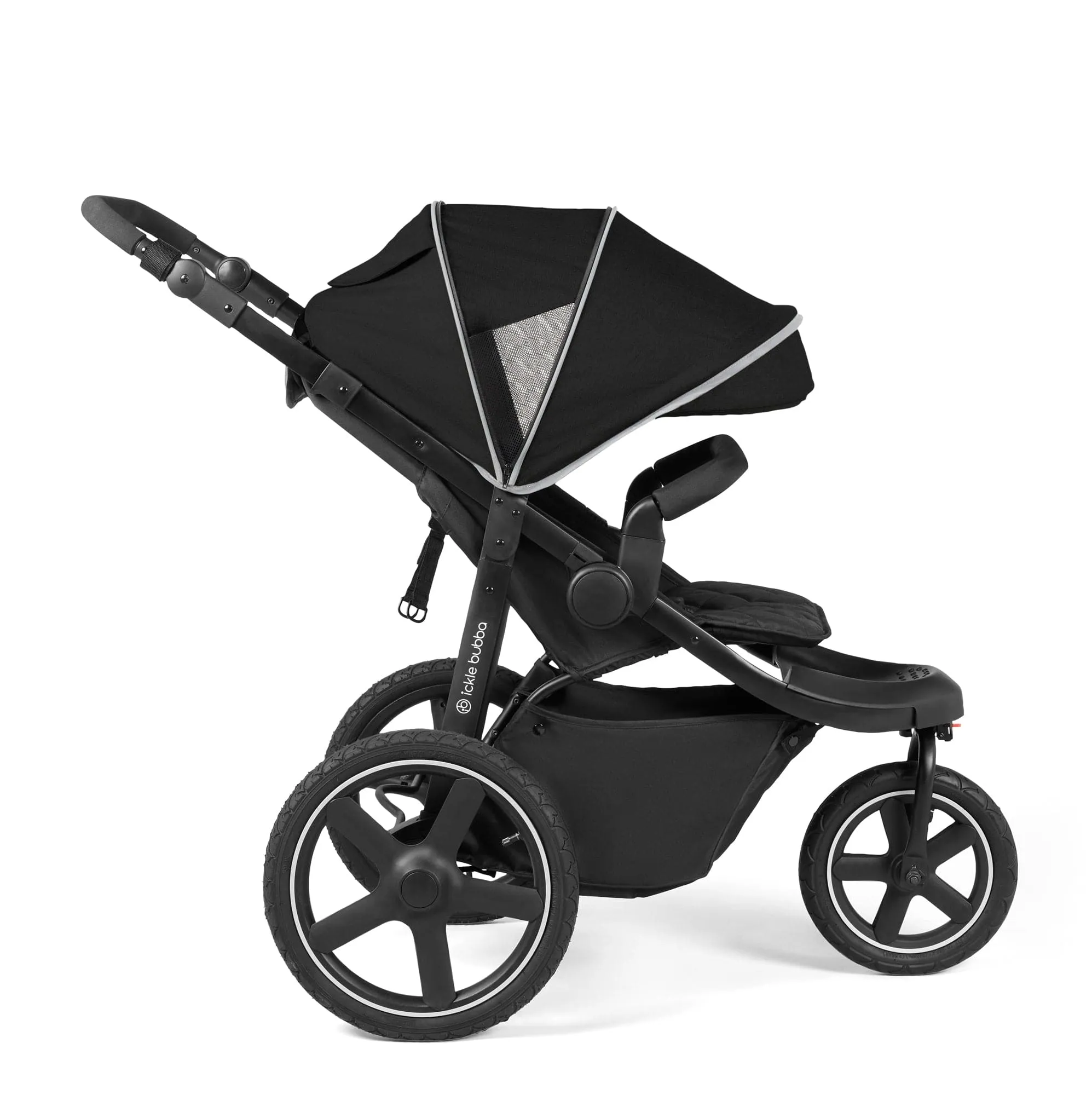 Ickle Bubba Venus Max Jogger Stroller I-Size Travel System in Black/Black with Isofix Base