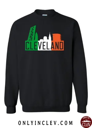 Irish Flats Skyline on Black Crewneck Sweatshirt