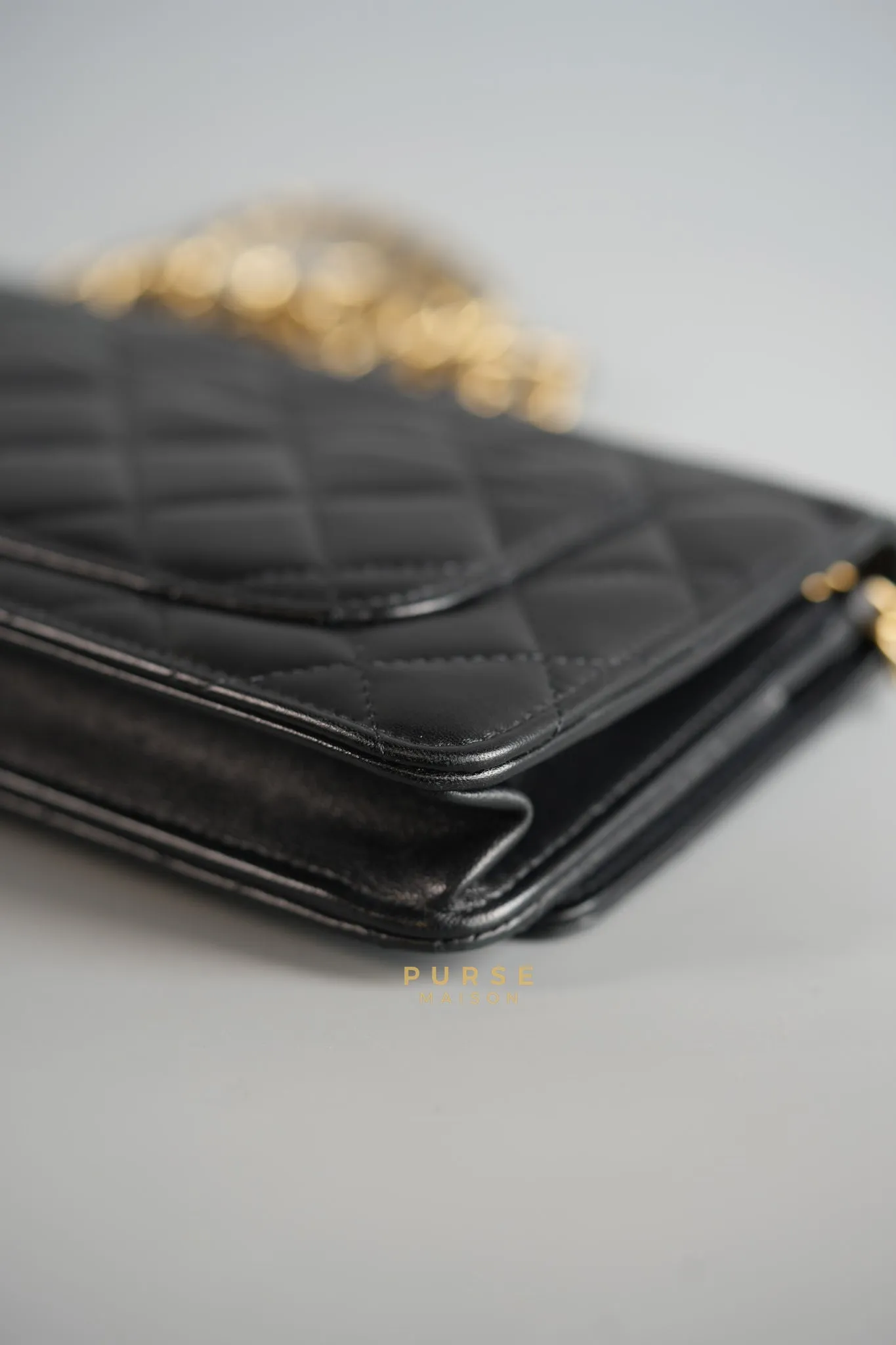 Lucky Charm Seasonal Wallet On Chain (WOC) Black Lambskin Leather Series 31