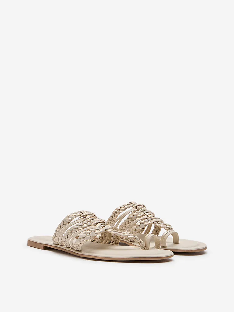 LUNA BLU Ivory Braided Kolhapuri Sandals