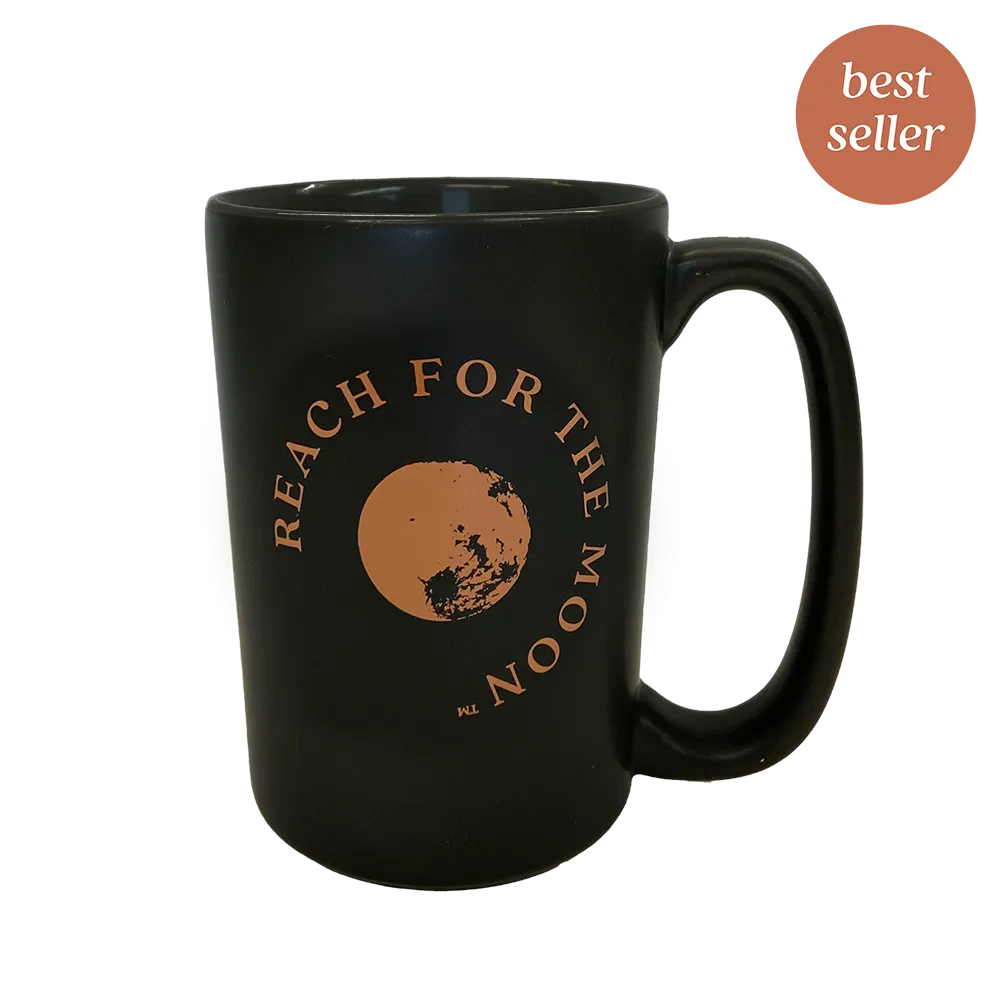 Matte Black Reach for the Moon Mug