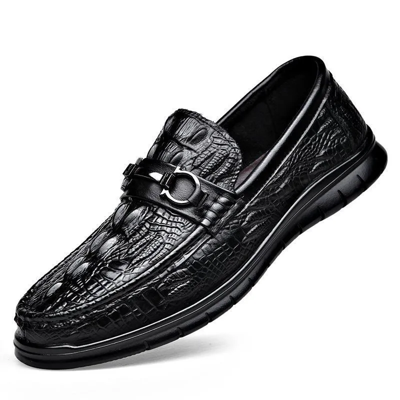 Men's leather embossed pattern casual shoes