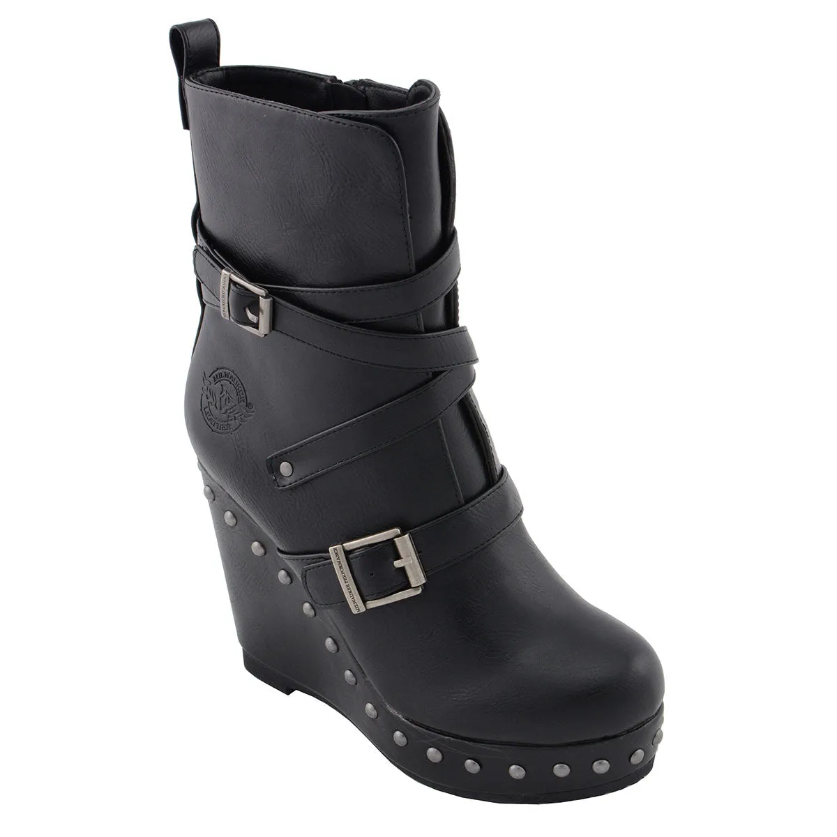 Milwaukee Leather Women's Black Triple Strap Fashion Boots with