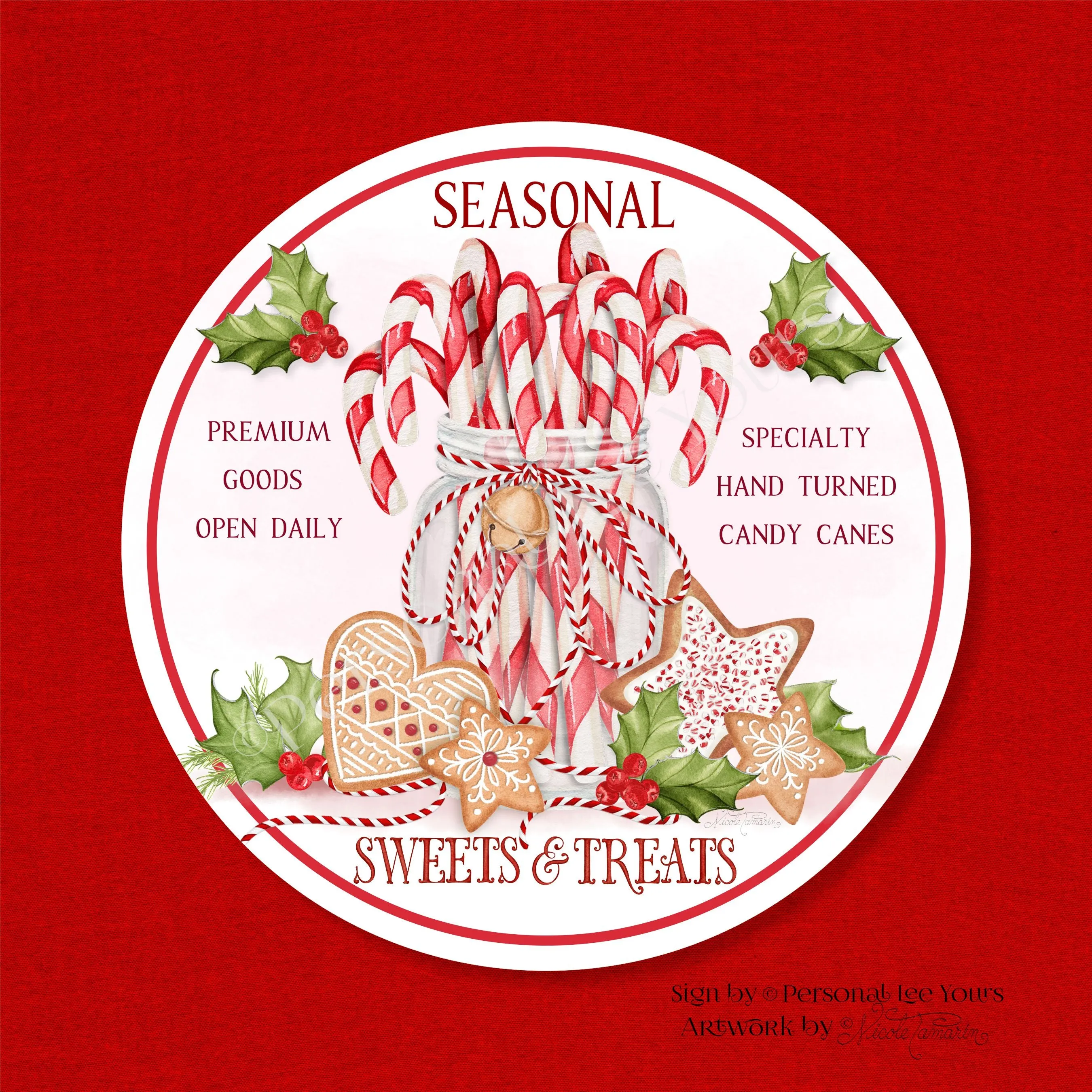 Nicole Tamarin Exclusive Sign * Seasonal Sweets & Treats * Round * Lightweight Metal