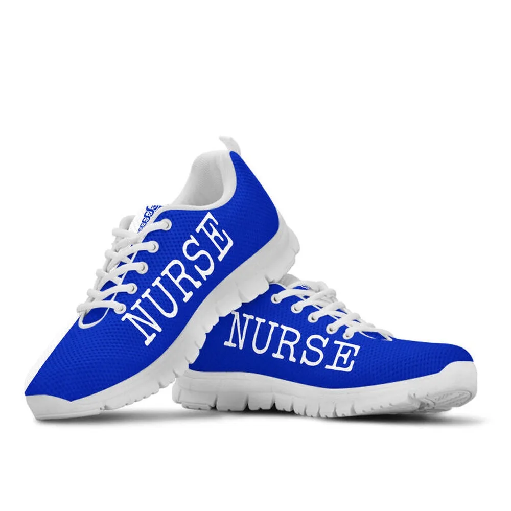 Nurse Sneaker, Nurse-Love Royal Blue White Sneakers Shoes, Best Shoes For Nurses