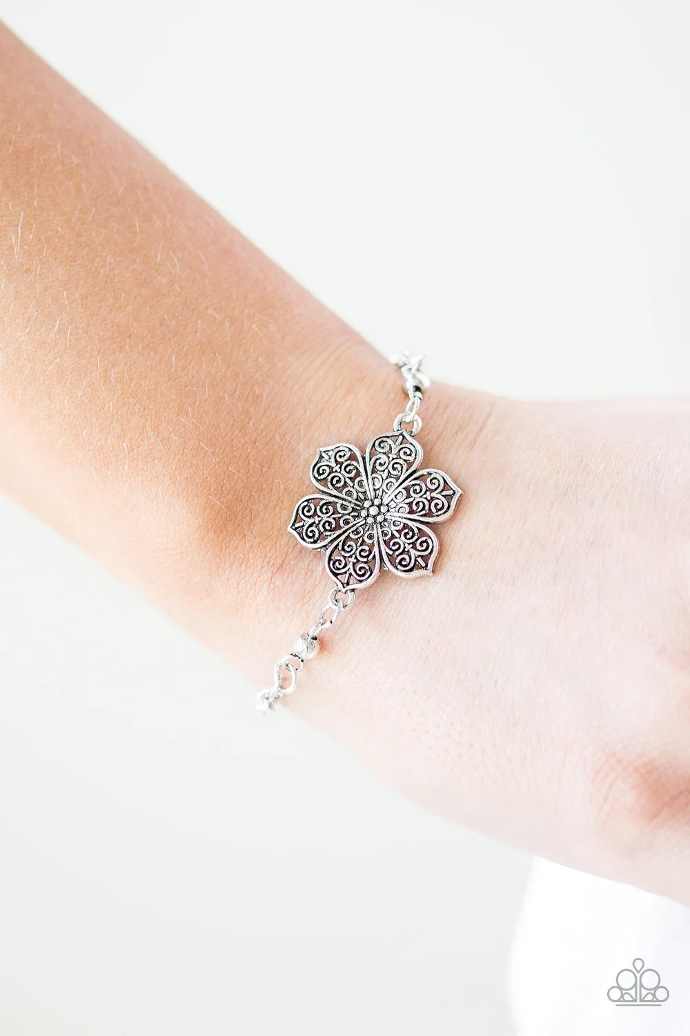 Open Door Jewelry - Bermuda Bloom - Silver Bracelet - Paparazzi Accessories