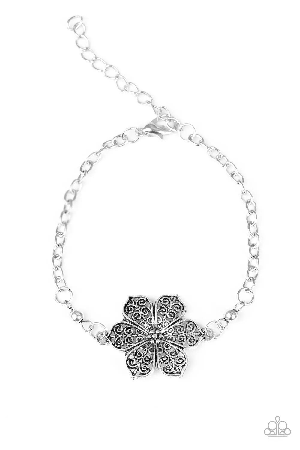 Open Door Jewelry - Bermuda Bloom - Silver Bracelet - Paparazzi Accessories