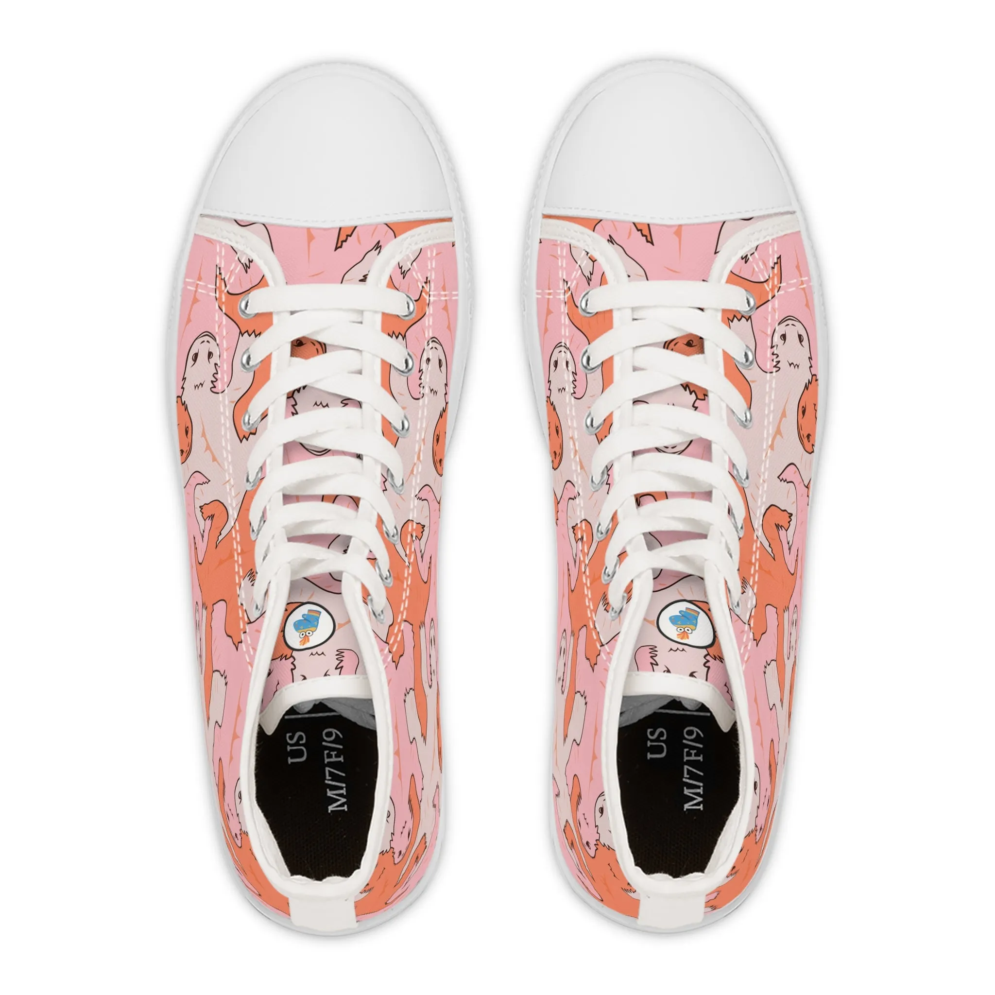 Pink & Orange Lizard Tessellation Women's High Top Sneakers