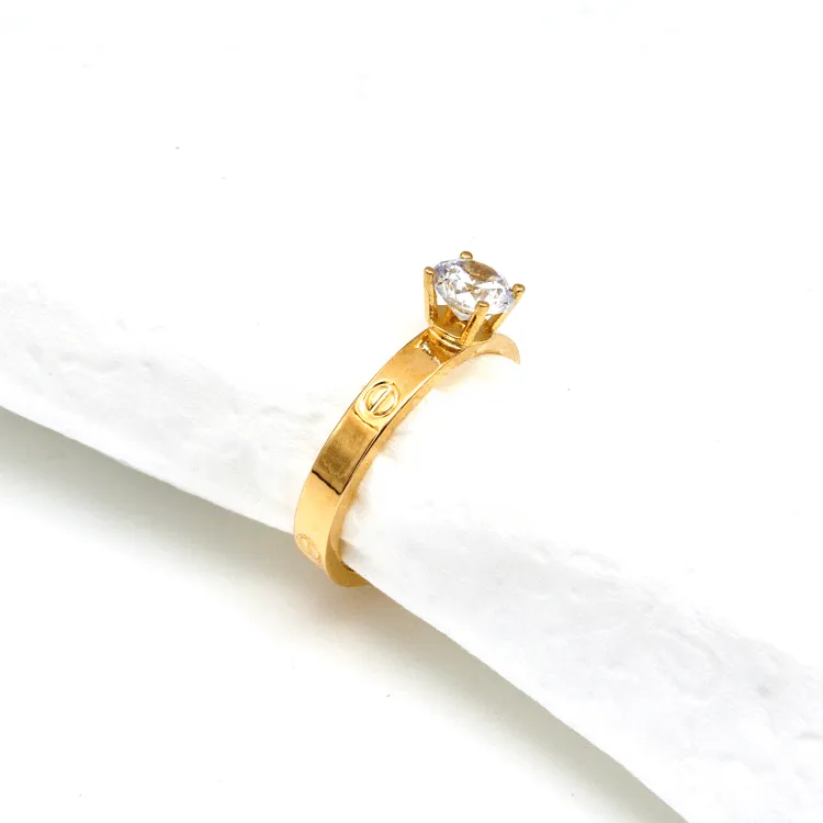 Real Gold GZCR Solitaire Ring 0671 (SIZE 7.5) R2397