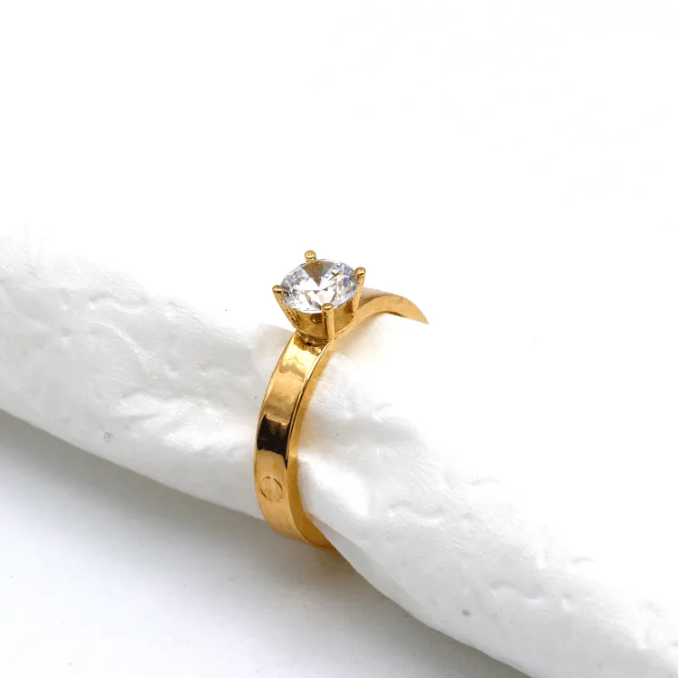 Real Gold GZCR Solitaire Ring 0671 (SIZE 7.5) R2397