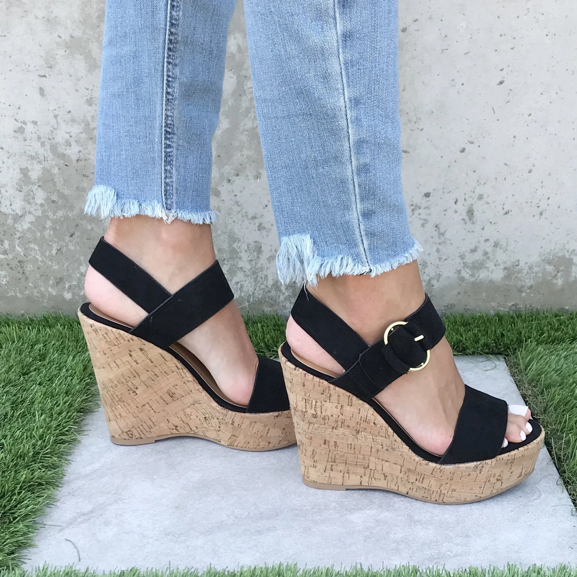 Sands Of Time Platform Wedges in Black