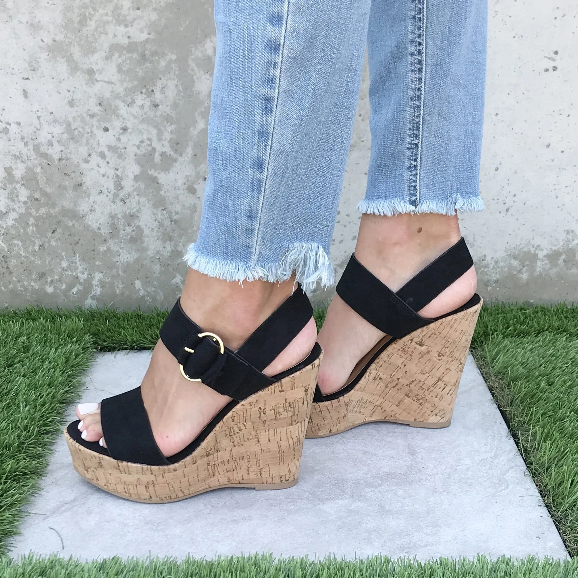 Sands Of Time Platform Wedges in Black