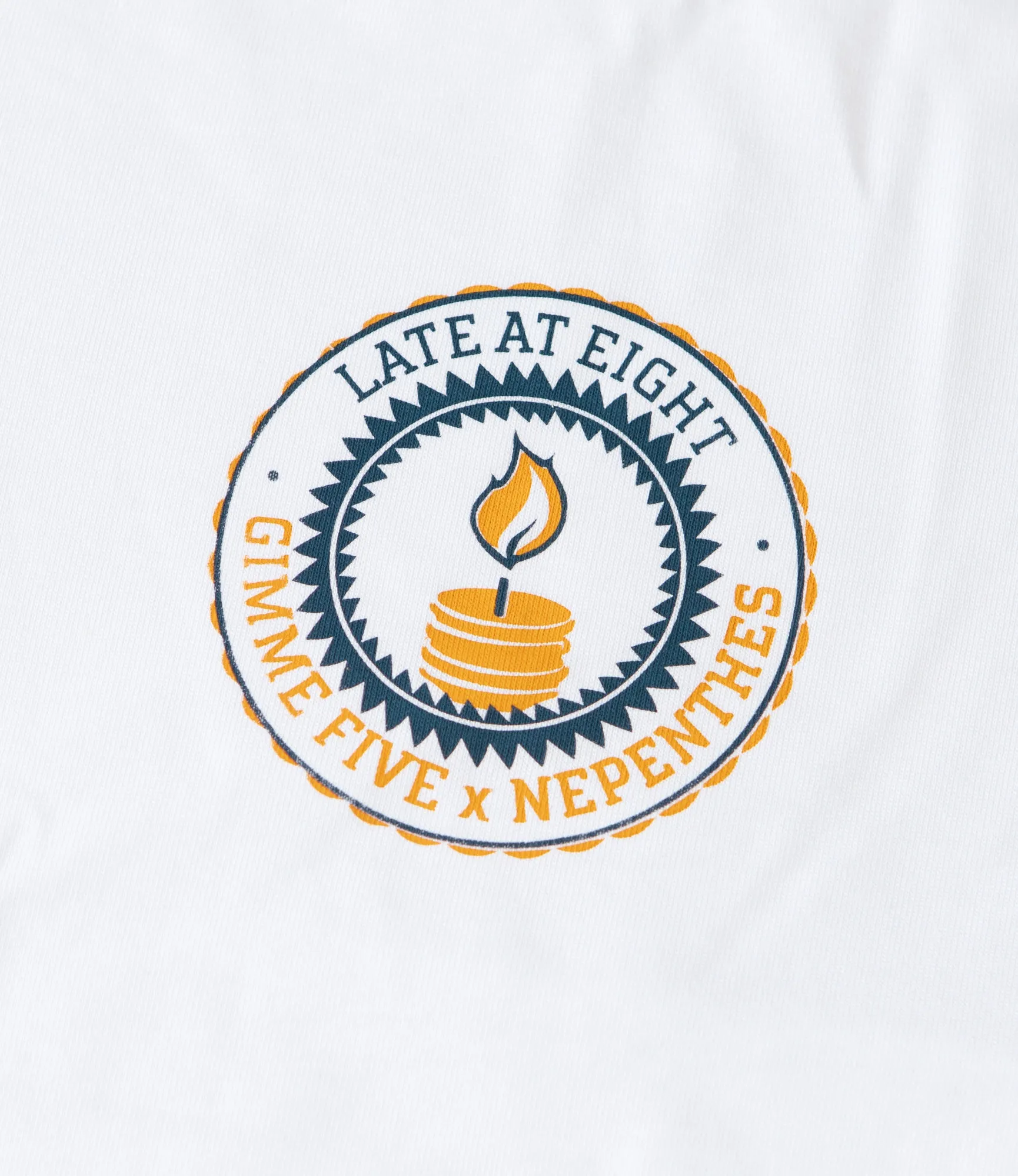 Short Sleeve T-Shirt – White 'Late at Eight' Print