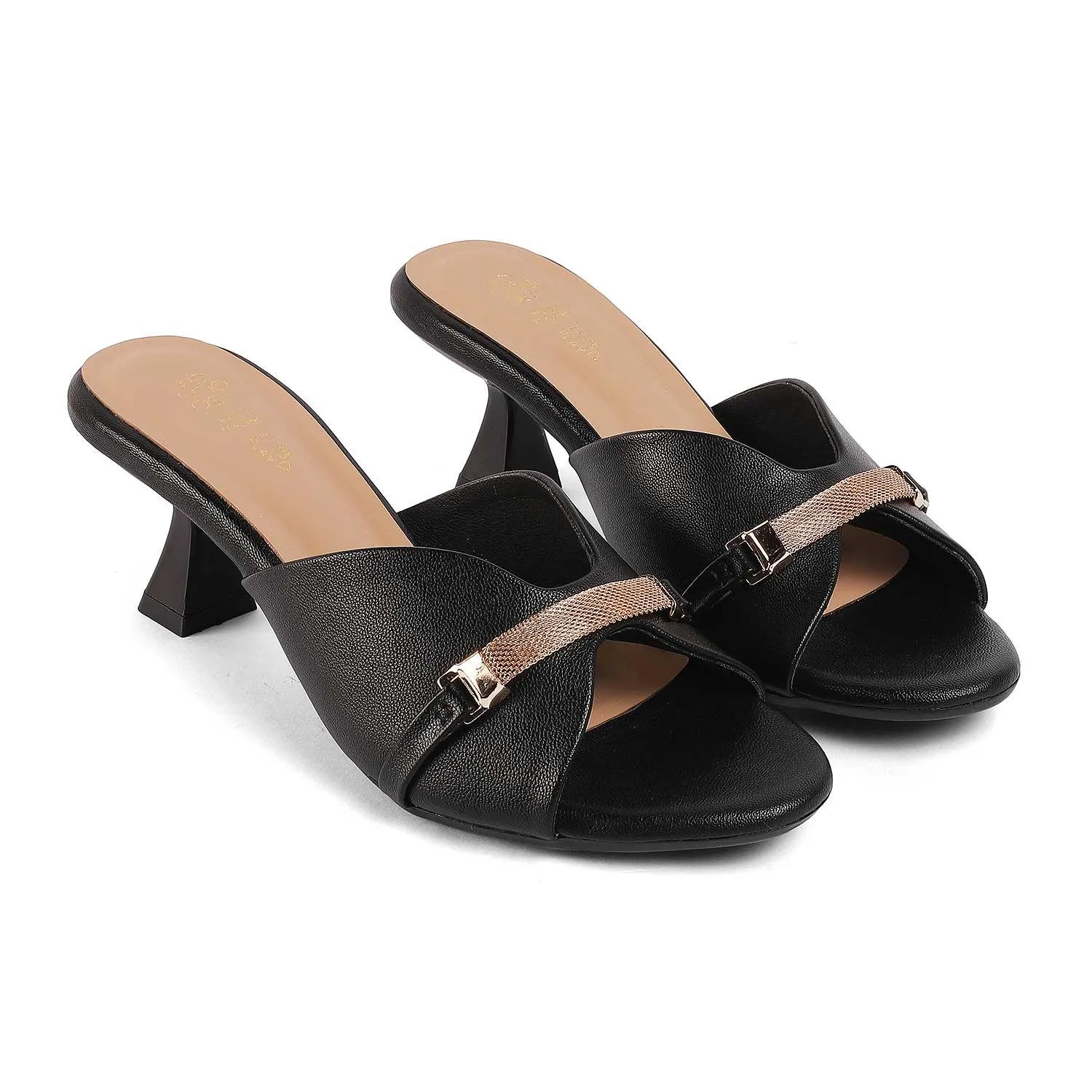 Tresmode Trigger Black Women's Dress Heel Sandals