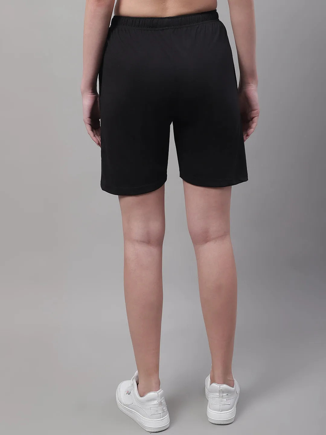 Vimal Jonney Black Regular fit Cotton Shorts for Women