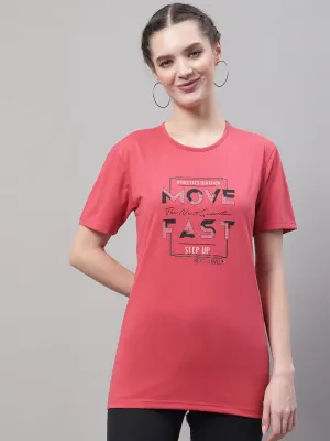 Vimal Jonney Round Neck Cotton Printed Pink T-Shirt for Women