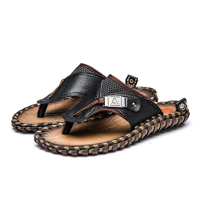 VRYHEID   Men's Genuine Leather Designer Beach Summer Casual Sandals