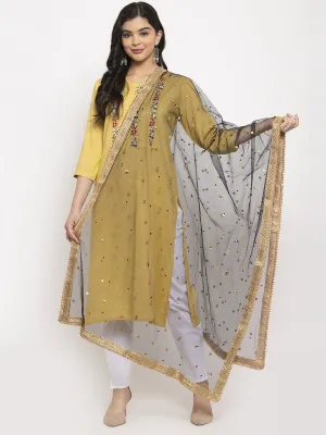 Women'S Black Heavy Gotta Patti Net Dupatta