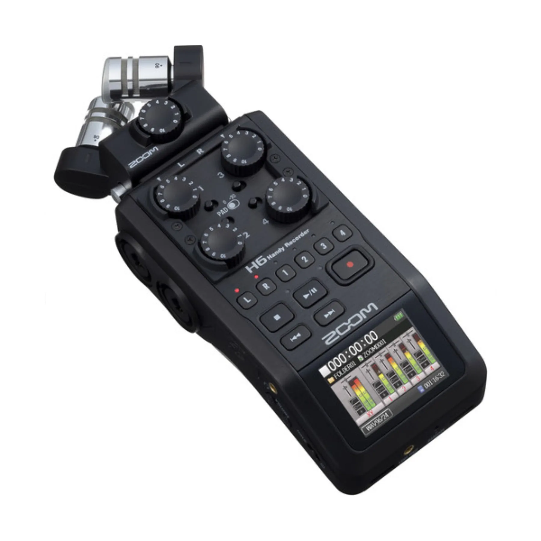 Zoom H6 All Black 6-Input / 6-Track Portable Handy Recorder with Single Mic Capsule